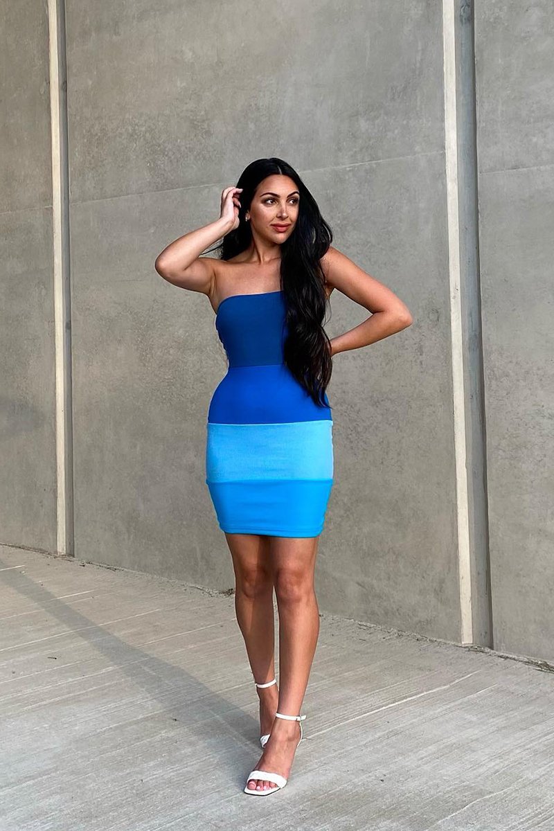 SADDIE | COLOUR BLOCK BANDEAU MINI DRESS