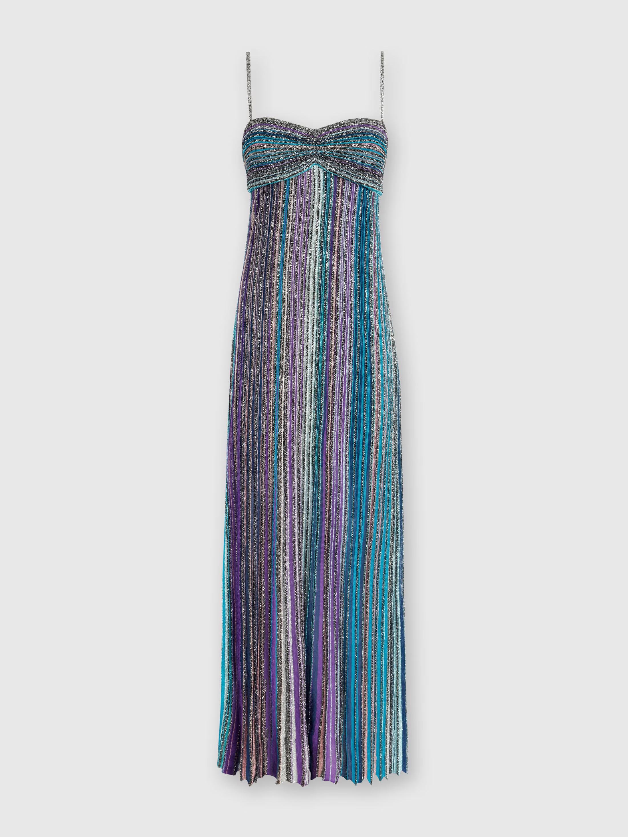 Long Sleeveless Dress in Pleated Knit