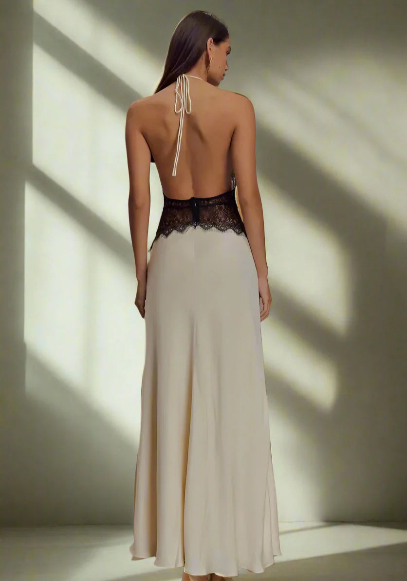 Maria | Backless Sexy Lace Halter Maxi Dress