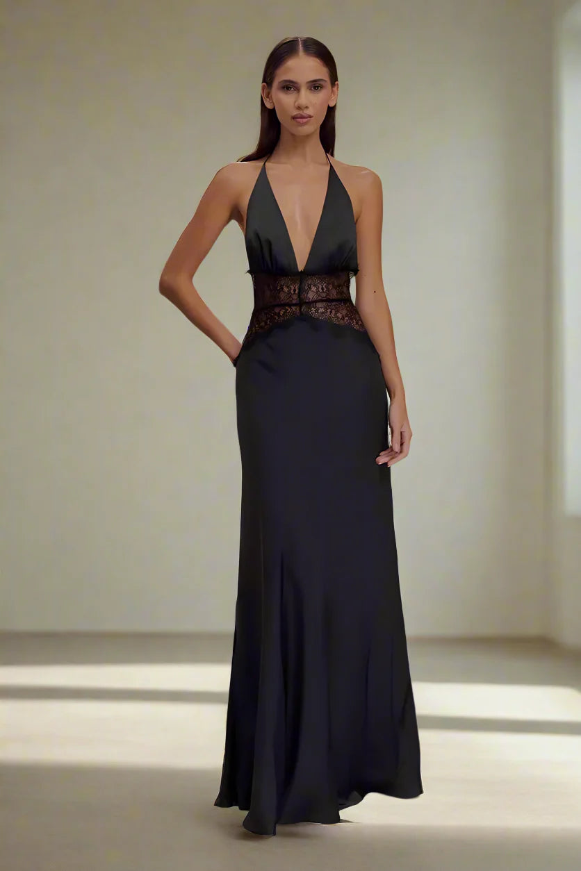 Maria | Backless Sexy Lace Halter Maxi Dress
