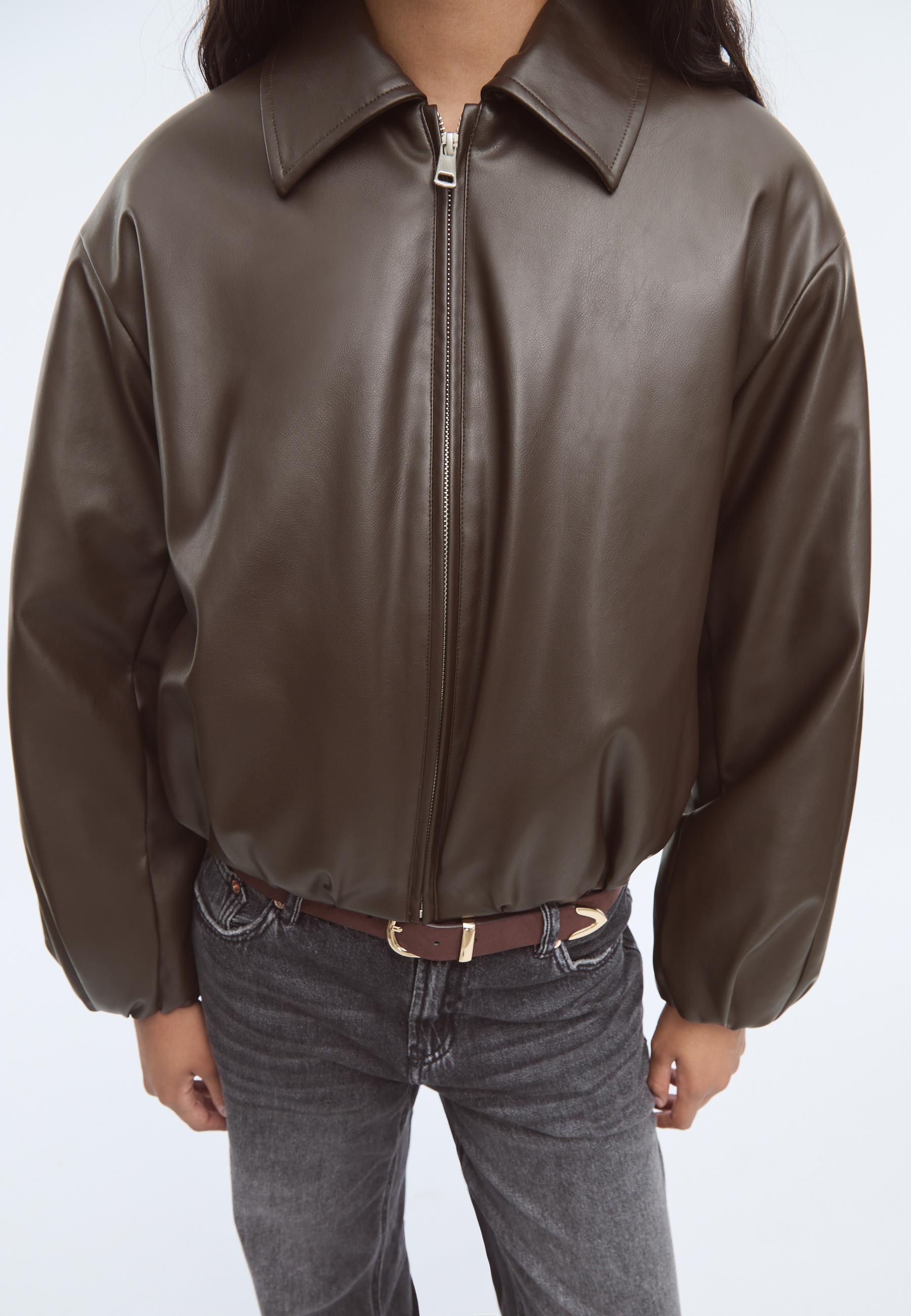 KIRSTEN | BROWN LEATHER BOMBER JACKET