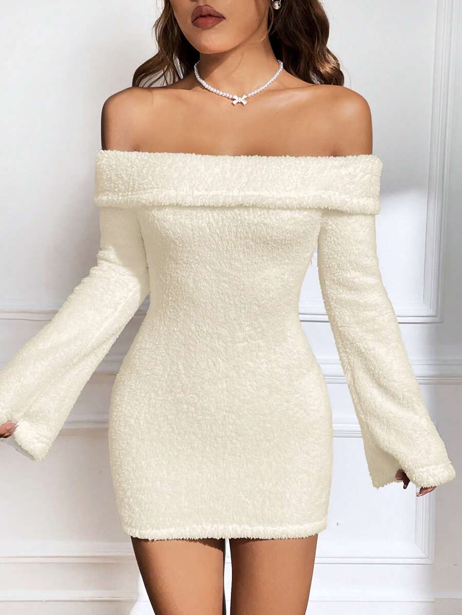 Maddy | Open Shoulders Teddy Dress