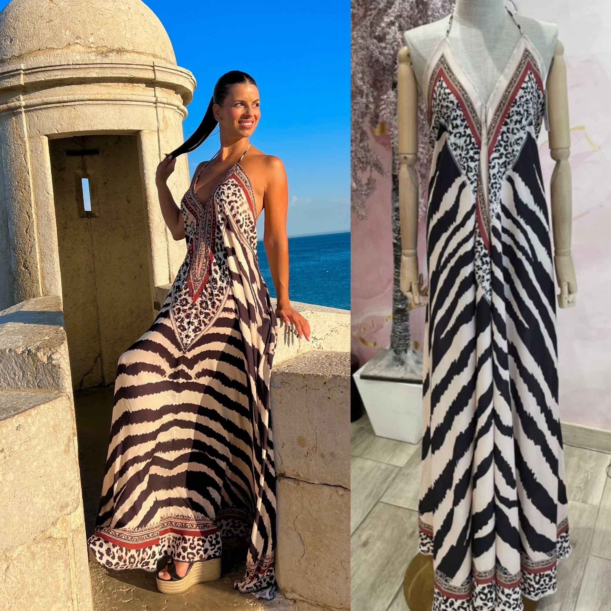 Pañuelo Zebra Maxi Dress