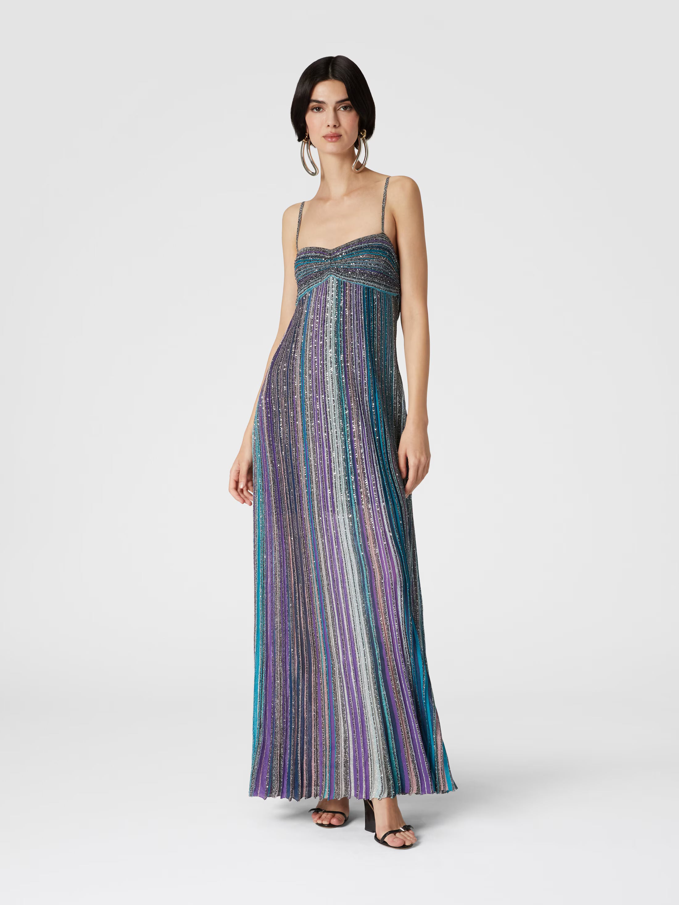 Long Sleeveless Dress in Pleated Knit