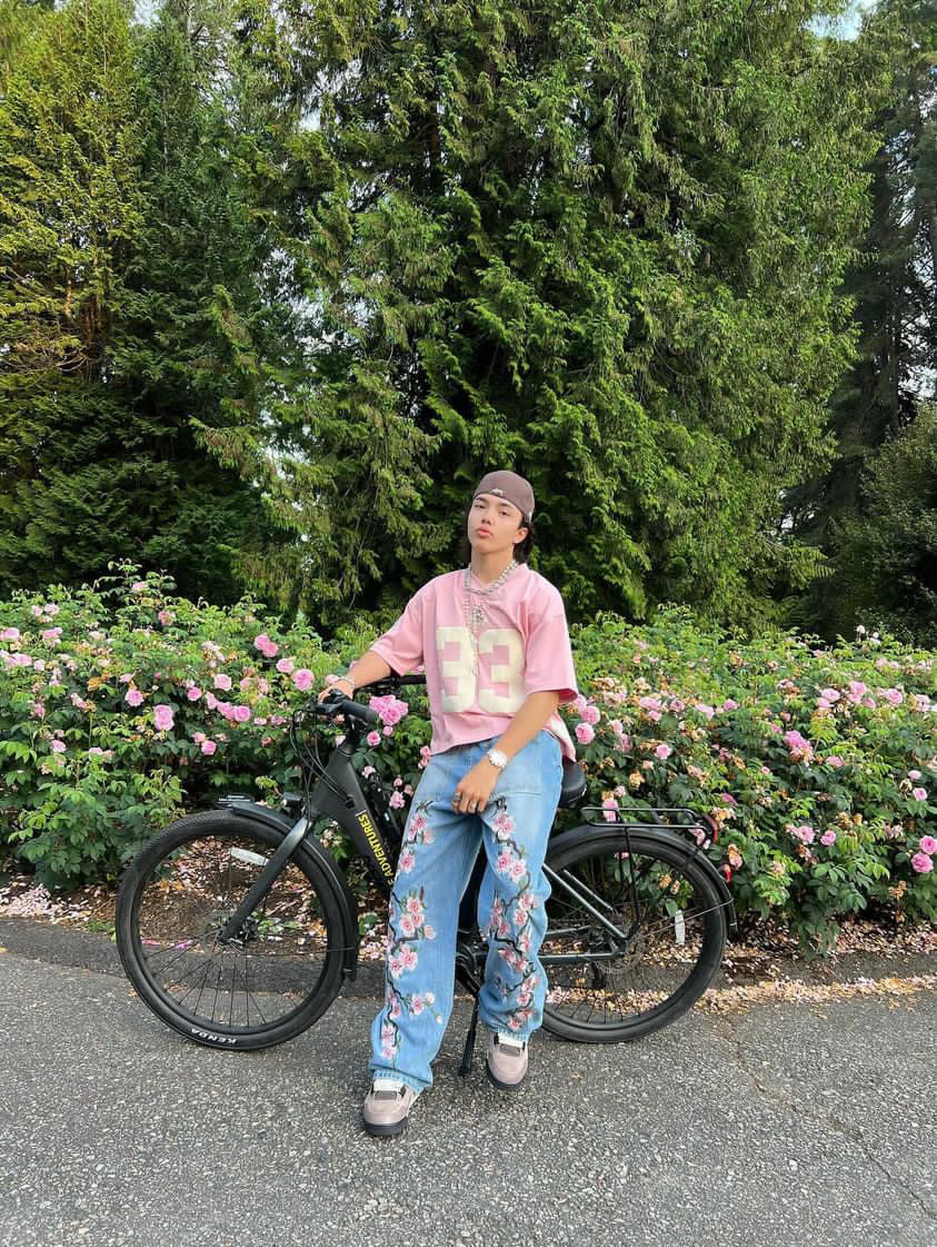 Cherry Blossom Baggy Jeans