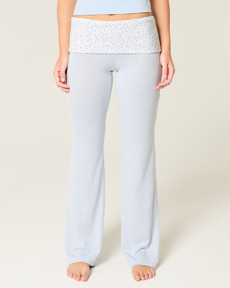 Women's Foldover Waist Knit Flare Pants