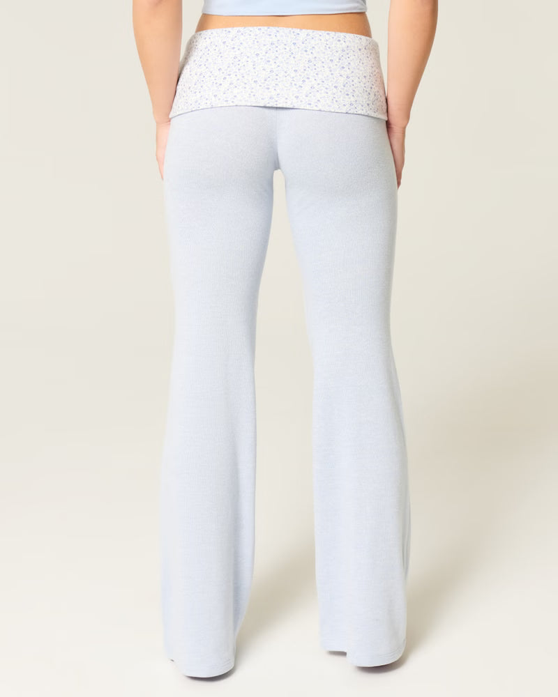 Women's Foldover Waist Knit Flare Pants
