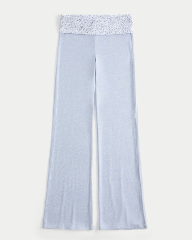 Women's Foldover Waist Knit Flare Pants