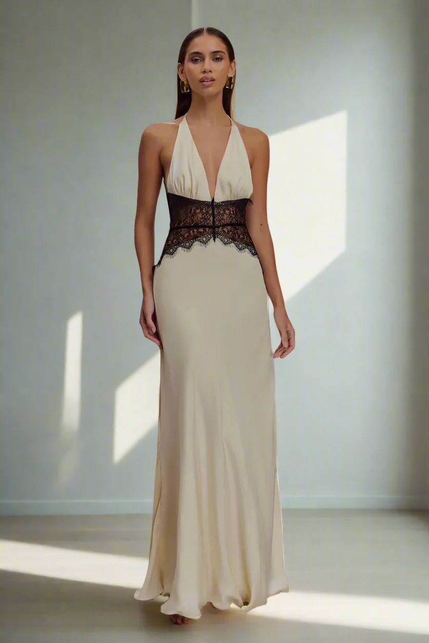 Maria | Backless Sexy Lace Halter Maxi Dress
