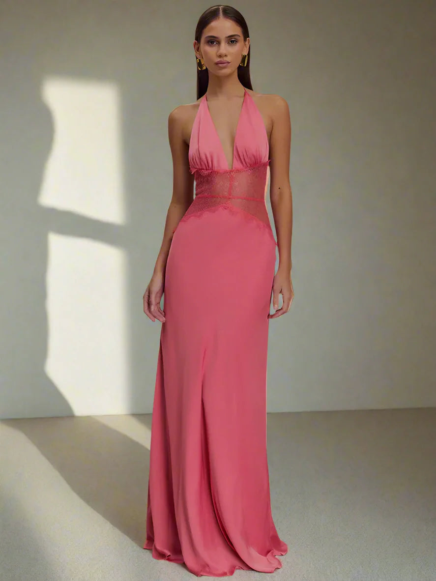 Maria | Backless Sexy Lace Halter Maxi Dress