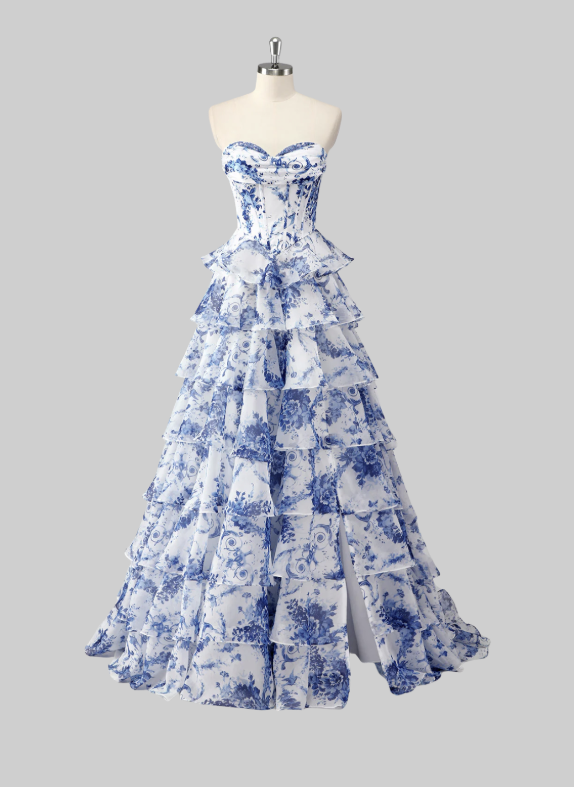 Blue White Flower Dress