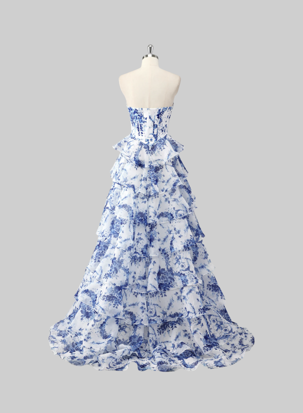 Blue White Flower Dress